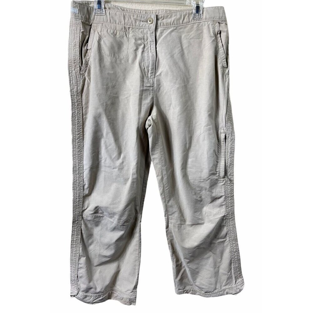 Woolrich Women's Capri Cotton Blend Hiking Outdoor Pants Khaki Mid Rise